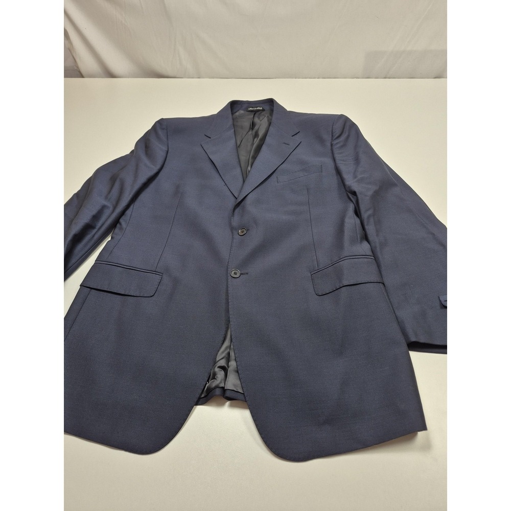 Zanieri Suit Jacket Mens 44 Blue Wool Reda Super 100s 2 Button Italy FLAW